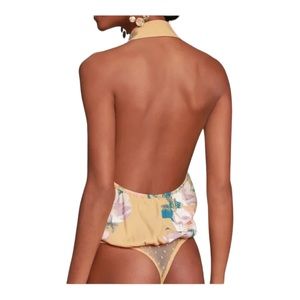 FREE PEOPLE intimately yellow halter onesie bodysuit tank top blouse